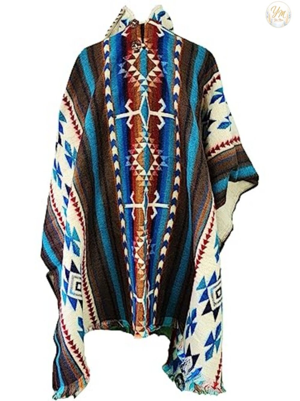 70% Alpaca Wool Poncho with Hood - Oversized Western Serape Cloak - Ecuadorian